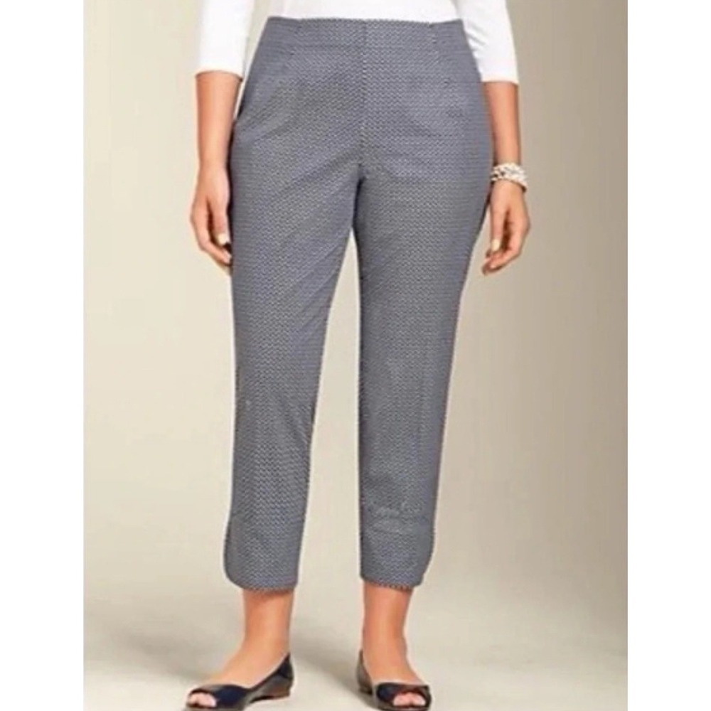 Talbots Womens 14P NEW Nautical Sailboat Print Heritage Cropped Side Zip Pants